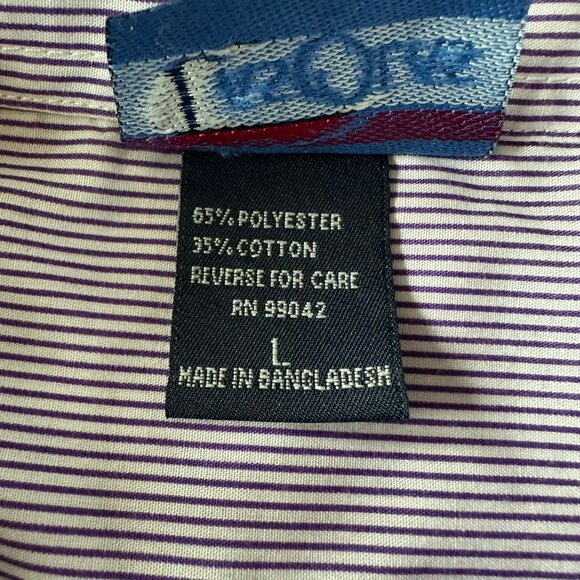 Las Olas Purple Striped Button-Up Shirt With Embroidered Red Hat Lady Design - Picture 5 of 9